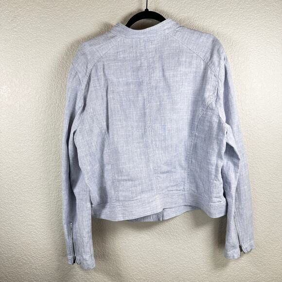 LOFT Light Gray Linen Moto Jacket XL Y2K Core Minimalist Vibe - Picture 4 of 8